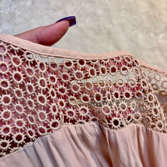 Zara Basic Top Medium Pale Pink Sleeveless Tunic Eyelets Trim Viscose Liteweight - Picture 9 of 14